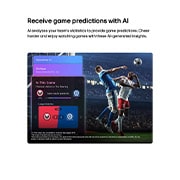 LG 98 אינץ', טלוויזיה חכמה LG NANO 4K UHD AI NU85 2026, טלוויזיית LG NANO 4K UHD AI NU85 Sports Forecast מציגה באמצעות AI Concierge משחק כדורגל חי עם פאנל AI על המסך המציג תחזיות, תובנות משחק ונתוני ליגה, מה שמעיד על האופן שבו AI מנתח את מהלך המשחק כדי לחז, 98NU850B6LB, thumbnail 12