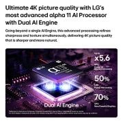 LG טלוויזיית טפט 77 אינץ' LG OLED evo AI W6 True Wireless 4K טלוויזיה חכמה 2026, מעבד alpha 11 AI 4K Gen3 של טלוויזיית טפט LG OLED evo AI W6 זוהר באור סגול וכחול על לוח מעגלים חשוך, מדגיש את מנוע ה-AI הכפול ומספק NPU מהיר עד פי 5.6, CPU מהיר ב-50% ו-GPU חזק ב-70%., OLED77W66LA, thumbnail 12