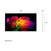 LG טלוויזיית טפט 77 אינץ' LG OLED evo AI W6 True Wireless 4K טלוויזיה חכמה 2026, טלוויזיית טפט LG OLED evo AI W6 מוצגת מהחזית ומהצד, ומדגישה מסך בגודל 77 אינץ', מסך רחב של 1713 מ״מ, גובה כולל של 988 מ״מ ועומק דק במיוחד של 9.95 מ״מ ללא מעמד., OLED77W66LA, thumbnail 3