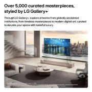 LG טלוויזיית טפט 83 אינץ' LG OLED evo AI W6 True Wireless 4K טלוויזיה חכמה 2026, טלוויזיית טפט LG OLED evo AI W6 עם תוכן אומנותי מגוון מ-LG Gallery+‎ מציגה את "ליל כוכבים" של וינסנט ואן גוך על המסך בסלון עם חלונות מרצפה לתקרה, ומשפרת את עיצוב הפנים עם אומנות בסגנון גלריה., OLED83W66LA, thumbnail 6