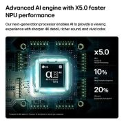 LG טלוויזיה חכמה LG QNED evo AI Mini LED QNED84 4K 2026 85&nbsp;אינץ', מעבד ה-alpha8 AI 4K Gen3 של LG QNED evo AI QNED84 Mini LED זוהר באור כחול על לוח מעגלים, ומדגיש את ביצועי עיבוד ה-AI עם עיבוד עצבי מהיר יותר פי NPU x5.0, גרפיקה עוצמתית יותר של GPU ב-10% ותפוקה משופרת, 85QNED84B6T, thumbnail 6