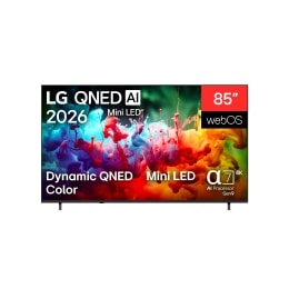 מבט על חזית טלוויזיית LG QNED AI QNED70 Mini LED, שיצאה לשוק בשנת 2026, ממלא את המסך בהתזות מלאות חיים ונוזליות של תנועה צבעונית, כאשר צבעים בשכבות דקות מתפזרים בצורה חלקה על פני התצוגה.2