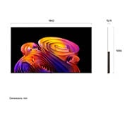 LG טלוויזיה חכמה LG OLED AI B6E 4K 2026 83 אינץ', LG OLED AI B6E המוצג במבט קדמי ובמבט צד מדגיש מסך בגודל 83 אינץ' וברוחב 1842 מ"מ, גובה כולל של 1055 מ"מ ועומק דק במיוחד של 52.9 מ"מ ללא מעמד., OLED83B6ELA, thumbnail 2