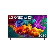 LG טלוויזיה חכמה LG QNED evo AI Mini LED QNED85 4K 2026 55 אינץ, מבט על חזית טלוויזיית LG QNED evo AI QNED85 Mini LED, שיצאה לשוק בשנת 2026, ממלאת את המסך בהתפרצויות מלאות חיים ונוזליות של תנועה רב-צבעית, דמוית צבע, בעוד עננים צפופים של צבעים המשתלבים בצורה חלקה על, 55QNED85B6T, thumbnail 1
