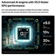 LG טלוויזיה חכמה LG OLED AI B6E 4K 2026 65 אינץ', מעבד ה-alpha 8 AI 4K Gen3 של ה-LG OLED AI B6E זוהר באור כחול על לוח מעגלים, ומדגיש ביצועי עיבוד AI עם NPU מהיר עד פי 5.0, עיבוד GPU מהיר ב-10% וקיבולת זיכרון גדולה ב-20%., OLED65B6ELA, thumbnail 4