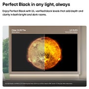 LG טלוויזיה חכמה LG OLED AI B6E 4K 2026 65 אינץ', LG OLED AI B6E מציגה תמונה של השמש במסך מפוצל להשוואה בין תצוגת מט Anti-glare לתצוגת Perfect Black, לאיכות תמונה ברורה יותר בכל תאורה, הנתמכת בהסמכה המוצגת של Perfect Black על ידי UL., OLED65B6ELA, thumbnail 3