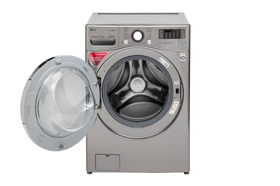 LG מכונת כביסה/מייבש  10/17 ק''ג AIDD פתח קדמי בצבע אבן כסופה ודלת בעלת גוון שחור, F1710CV, F1710CV, thumbnail 2