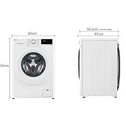 LG מכונת כביסה 8 ק''ג AIDD בצבע לבן פתח קדמי עם דלת לבנה, Dimension, F1608WD, thumbnail 2