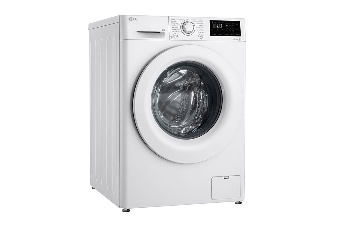 LG מכונת כביסה 8 ק''ג AIDD בצבע לבן פתח קדמי עם דלת לבנה, Right side view, F1608WD, thumbnail 13