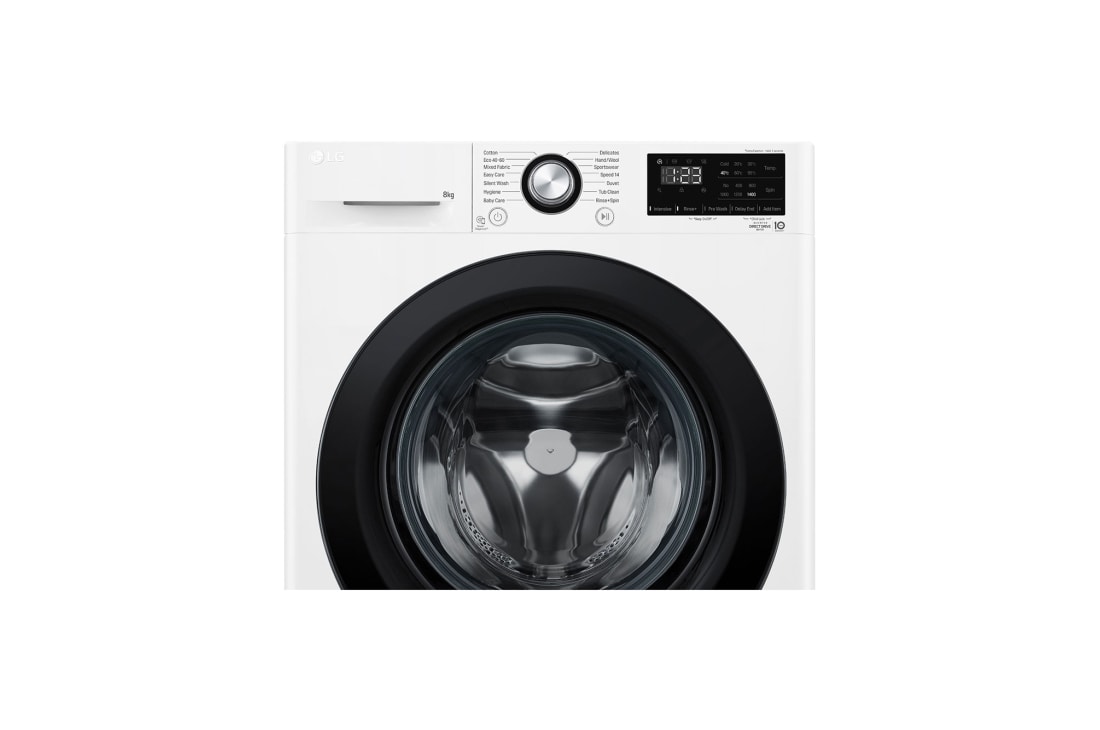 LG מכונת כביסה 8 ק''ג AIDD בצבע לבן פתח קדמי  עם דלת שחורה, LG-F1608BD, F1608BD, thumbnail 5