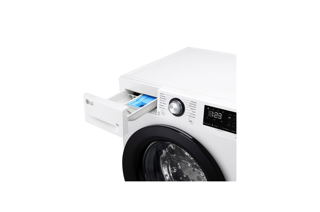 LG מכונת כביסה 8 ק''ג AIDD בצבע לבן פתח קדמי  עם דלת שחורה, LG-F1608BD, F1608BD, thumbnail 6