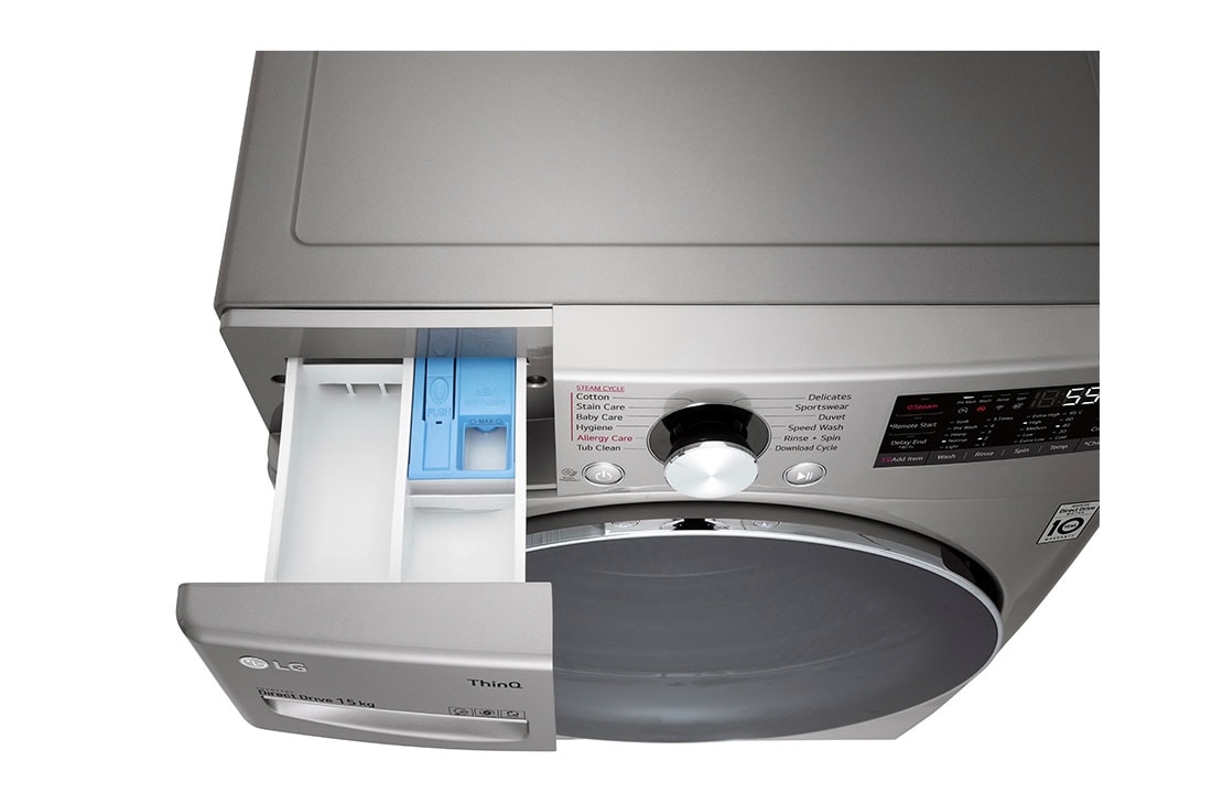 LG מכונת כביסה 15 ק''ג AIDD בצבע כסוף פתח קדמי עם דלת שחורה וזכוכית מחוסמת, F015TOPBD, F015TOPBD, thumbnail 7