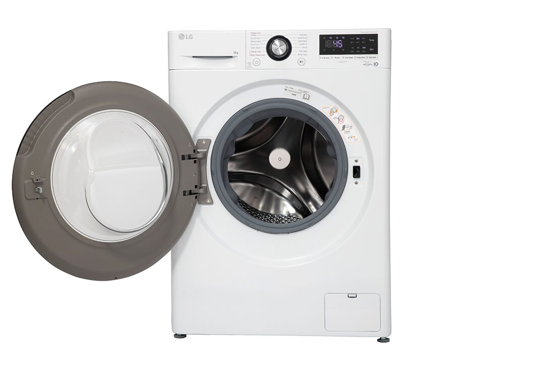 LG מכונת כביסה 9 ק''ג AIDD בצבע לבן פתח קדמי עם דלת שחורה, F01409WBG, F01409WBG, thumbnail 3