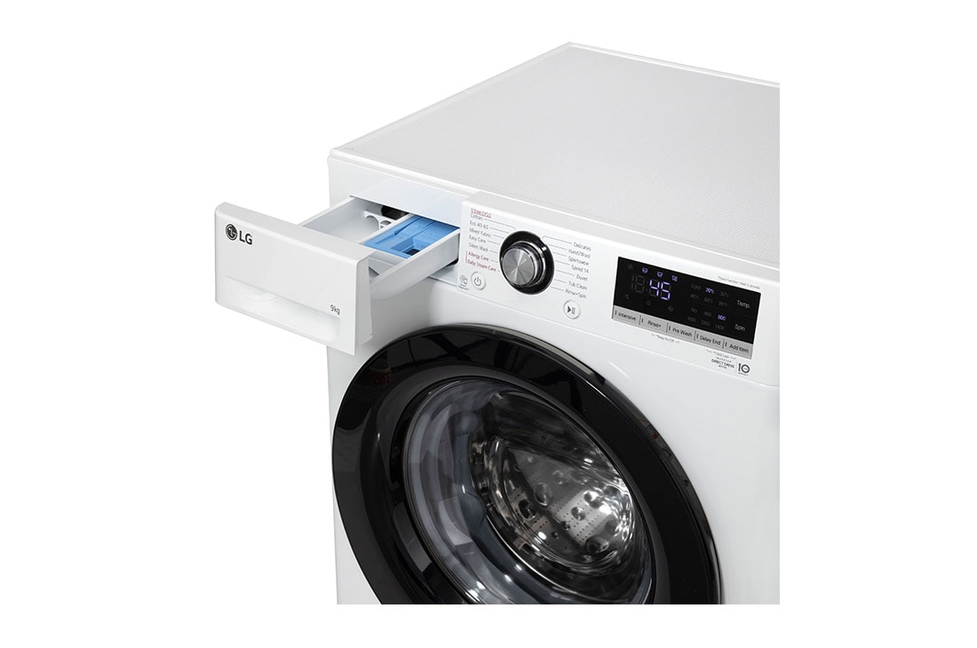 LG מכונת כביסה 9 ק''ג AIDD בצבע לבן פתח קדמי עם דלת שחורה, F01409WBG, F01409WBG, thumbnail 5