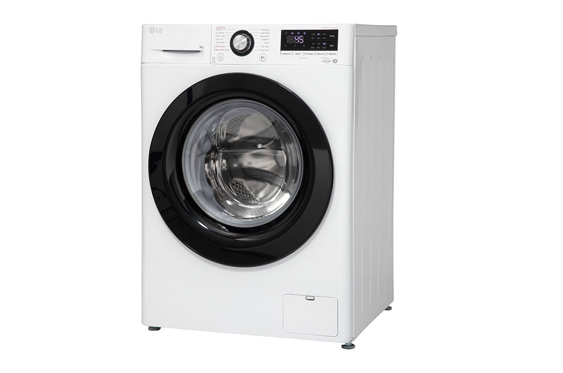 LG מכונת כביסה 9 ק''ג AIDD בצבע לבן פתח קדמי עם דלת שחורה, F01409WBG, F01409WBG, thumbnail 6