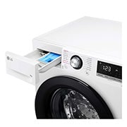 LG מכונת כביסה 9 ק''ג AIDD בצבע לבן פתח קדמי עם דלת שחורה, F1409XL, F1409XL, thumbnail 2