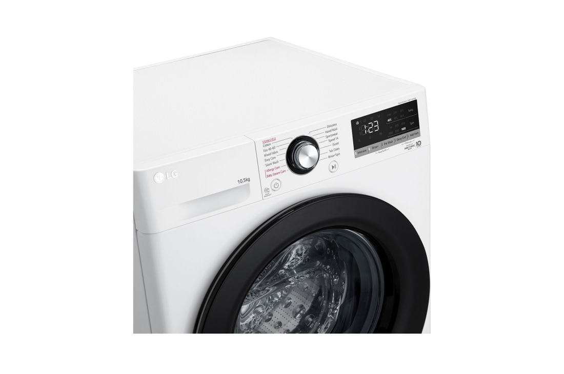 LG מכונת כביסה 10.5 ק''ג AIDD בצבע לבן פתח קדמי עם דלת שחורה, F16105XL, F16105XL, thumbnail 5