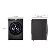 LG מכונת כביסה 12 ק''ג AIDD בצבע פלדה שחורה פתח קדמי עם דלת שחורה, f1612sbse, F1612SBSE, thumbnail 2