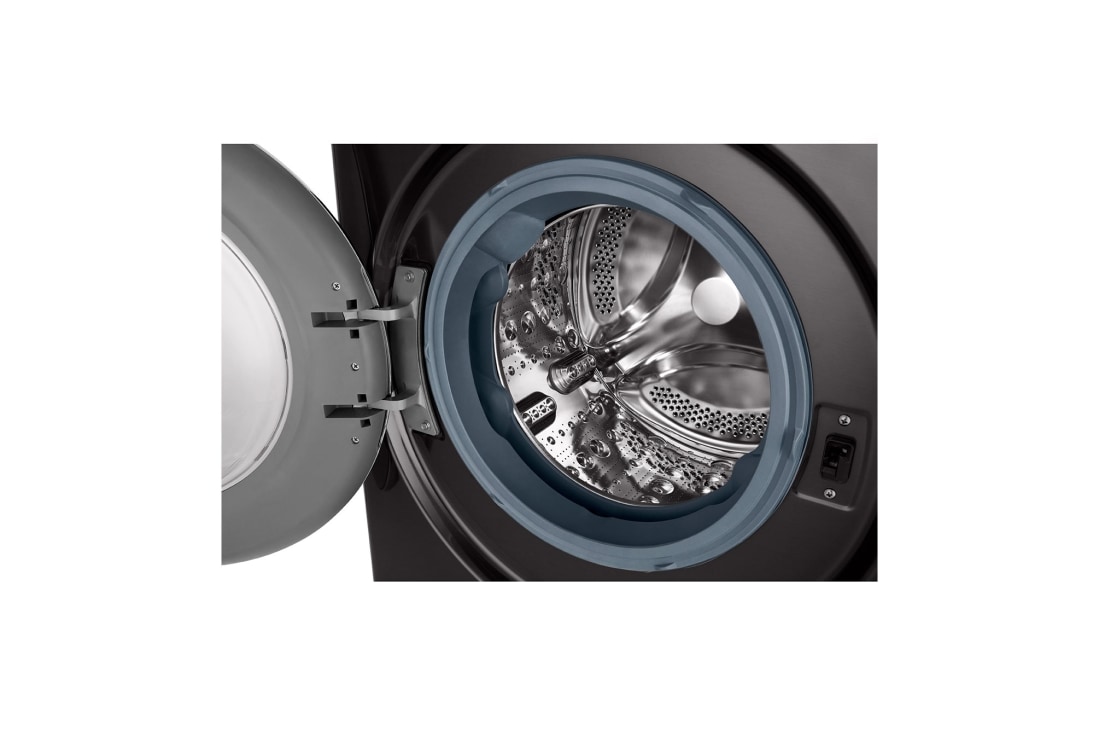 LG מכונת כביסה 12 ק''ג AIDD בצבע פלדה שחורה פתח קדמי עם דלת שחורה, f1612sbse, F1612SBSE, thumbnail 4