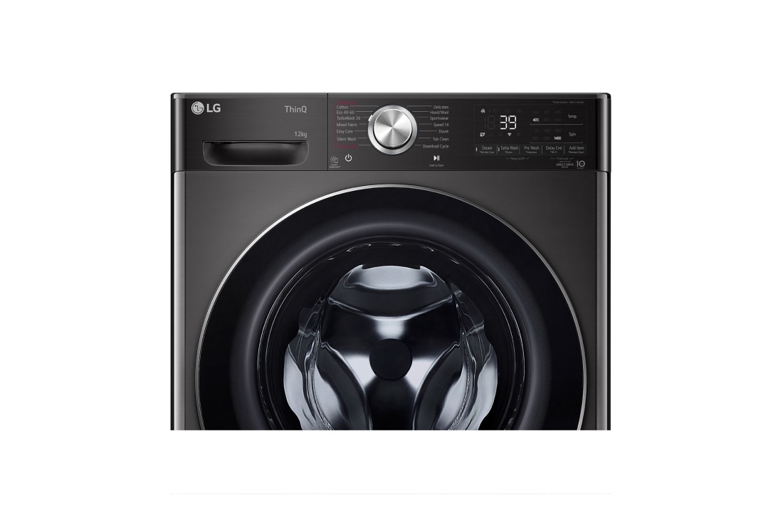 LG מכונת כביסה 12 ק''ג AIDD בצבע פלדה שחורה פתח קדמי עם דלת שחורה, f1612sbse, F1612SBSE, thumbnail 5