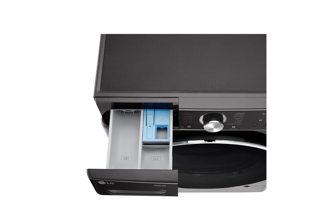LG מכונת כביסה 12 ק''ג AIDD בצבע פלדה שחורה פתח קדמי עם דלת שחורה, f1612sbse, F1612SBSE, thumbnail 7