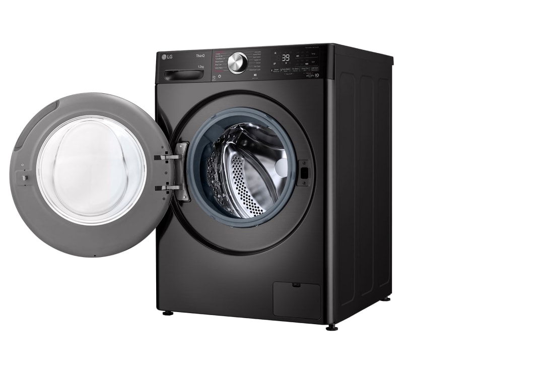 LG מכונת כביסה 12 ק''ג AIDD בצבע פלדה שחורה פתח קדמי עם דלת שחורה, f1612sbse, F1612SBSE, thumbnail 11