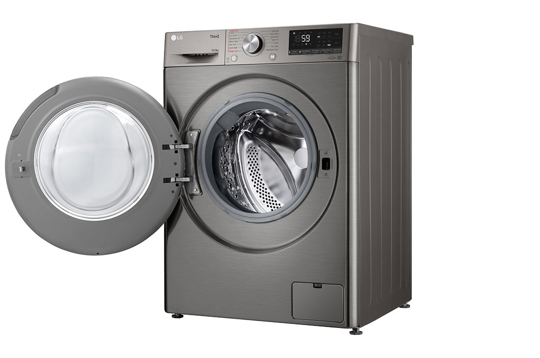 LG מכונת כביסה 10.5 ק''ג AIDD בצבע כסוף פתח קדמי עם דלת שחורה, Right_Open, F16105SE, thumbnail 14