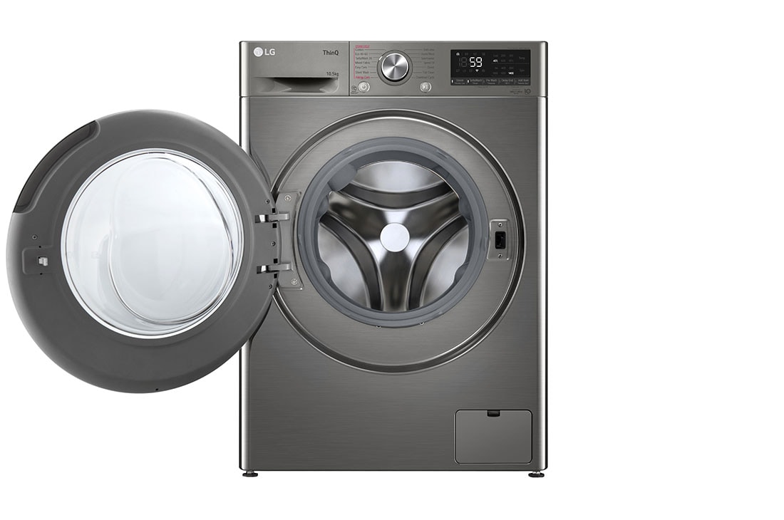 LG מכונת כביסה 10.5 ק''ג AIDD בצבע כסוף פתח קדמי עם דלת שחורה, F16105SE, thumbnail 3