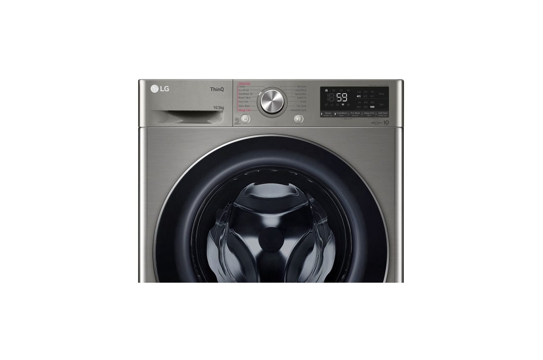 LG מכונת כביסה 10.5 ק''ג AIDD בצבע כסוף פתח קדמי עם דלת שחורה, Front_Panel_Detail, F16105SE, thumbnail 5