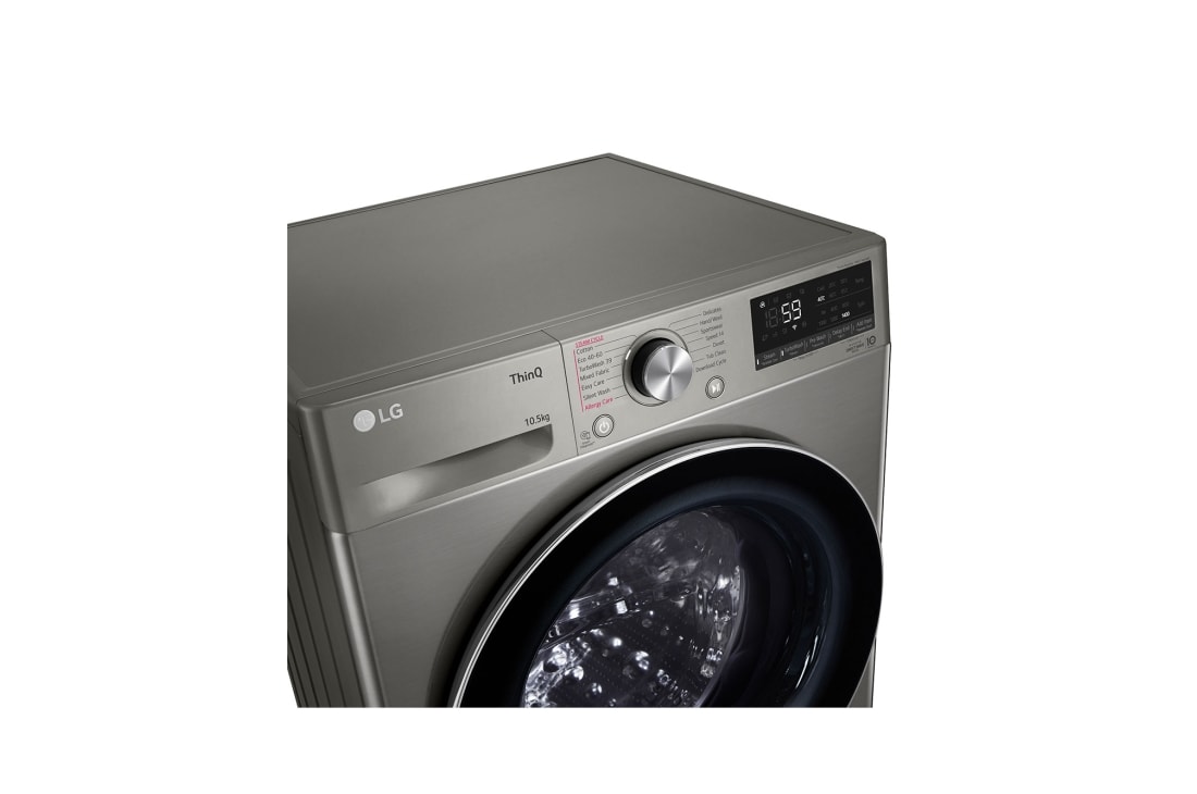 LG מכונת כביסה 10.5 ק''ג AIDD בצבע כסוף פתח קדמי עם דלת שחורה, Top_Left_Panel_Detail, F16105SE, thumbnail 6