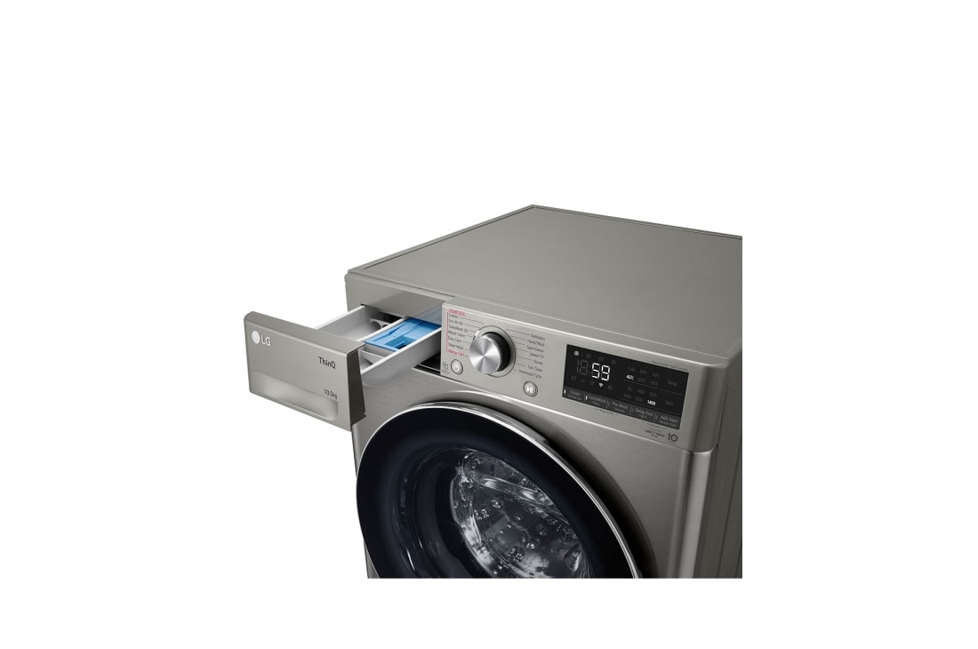 LG מכונת כביסה 10.5 ק''ג AIDD בצבע כסוף פתח קדמי עם דלת שחורה, Top_Right_Drawer_Open_Detail, F16105SE, thumbnail 7