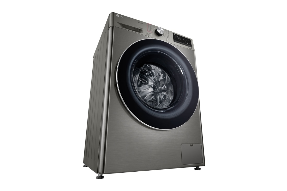 LG מכונת כביסה 10.5 ק''ג AIDD בצבע כסוף פתח קדמי עם דלת שחורה, Left_Low_Perspective, F16105SE, thumbnail 11