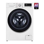 LG מכונת כביסה/מייבש  6/9 ק''ג AIDD פתח קדמי בצבע לבן עם שוליים ודלת בעלת גוון שחור, front view, F1696SWDE, thumbnail 1