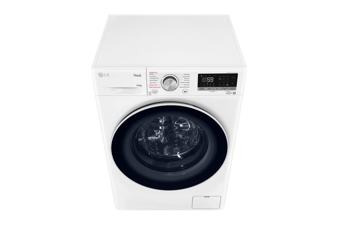 LG מכונת כביסה/מייבש  6/9 ק''ג AIDD פתח קדמי בצבע לבן עם שוליים ודלת בעלת גוון שחור, top view, F1696SWDE, thumbnail 10