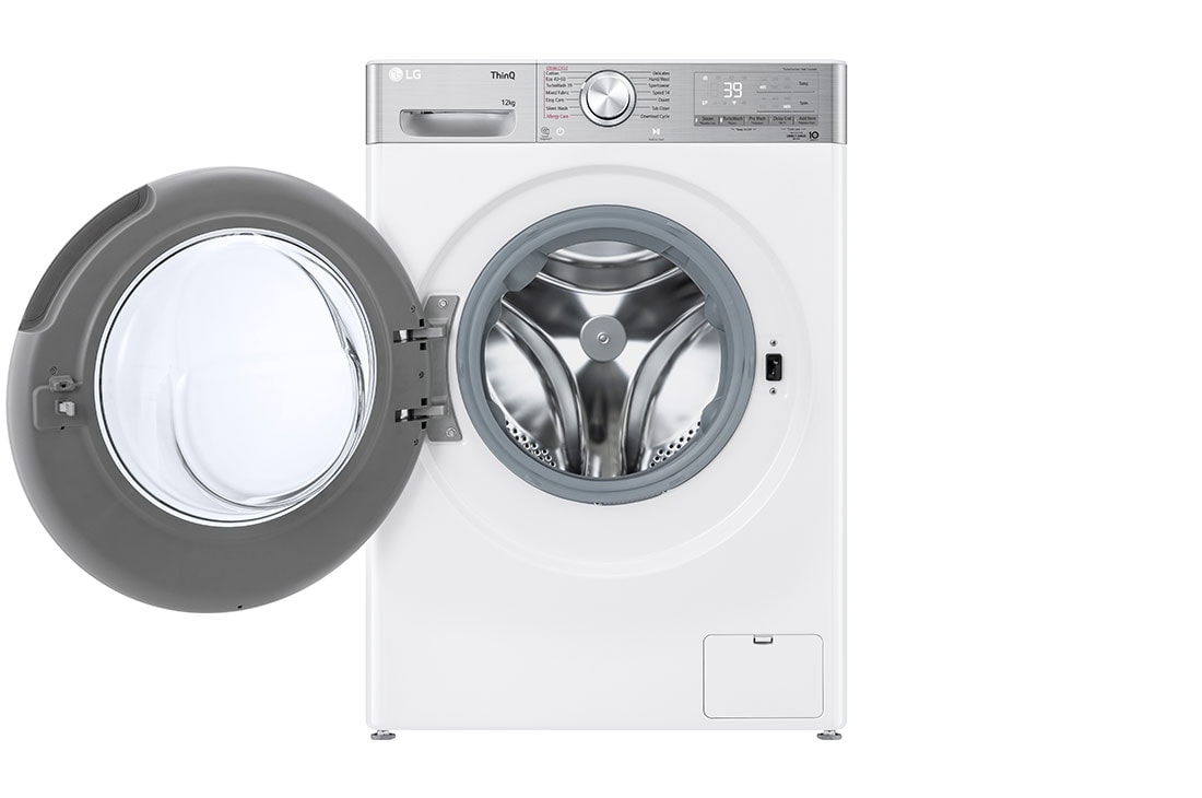 LG מכונת כביסה 12 ק''ג AIDD בצבע לבן פתח קדמי עם דלת שחורה, Front_Open, F1612WTE, thumbnail 3