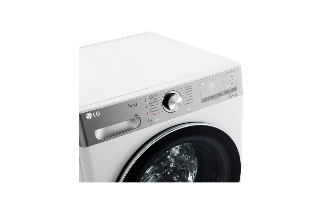LG מכונת כביסה 12 ק''ג AIDD בצבע לבן פתח קדמי עם דלת שחורה, TopLeft_Panel_Detail, F1612WTE, thumbnail 6