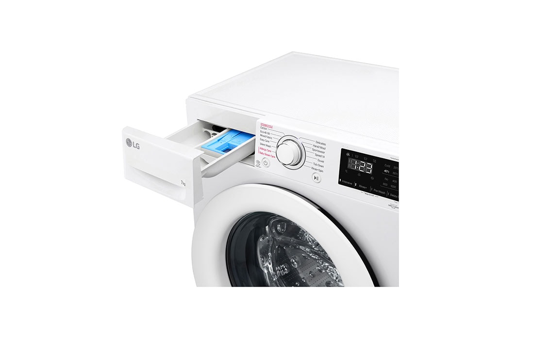 LG מכונת כביסה 7 ק''ג AIDD פתח קדמי בצבע לבן עם דלת לבנה, Detail4_slim, F1607WDE, thumbnail 7