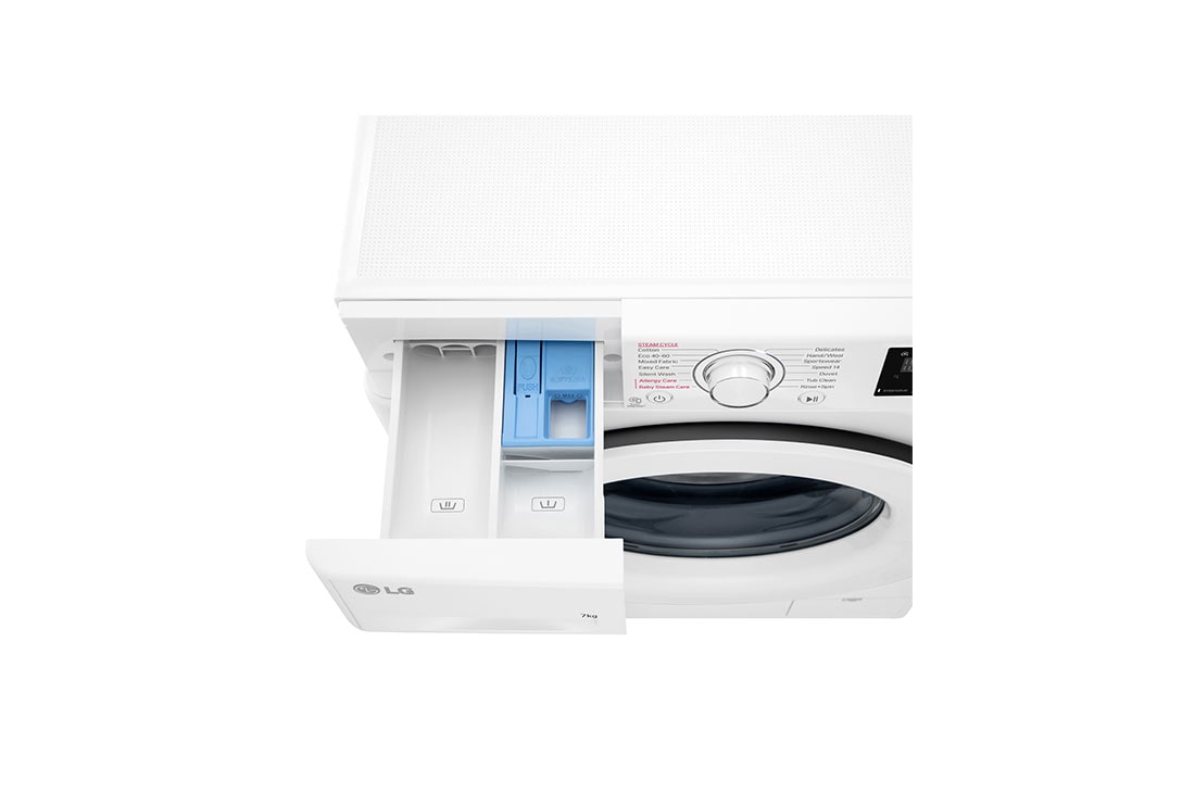 LG מכונת כביסה 7 ק''ג AIDD פתח קדמי בצבע לבן עם דלת לבנה, TopDraweropen_slim, F1607WDE, thumbnail 8