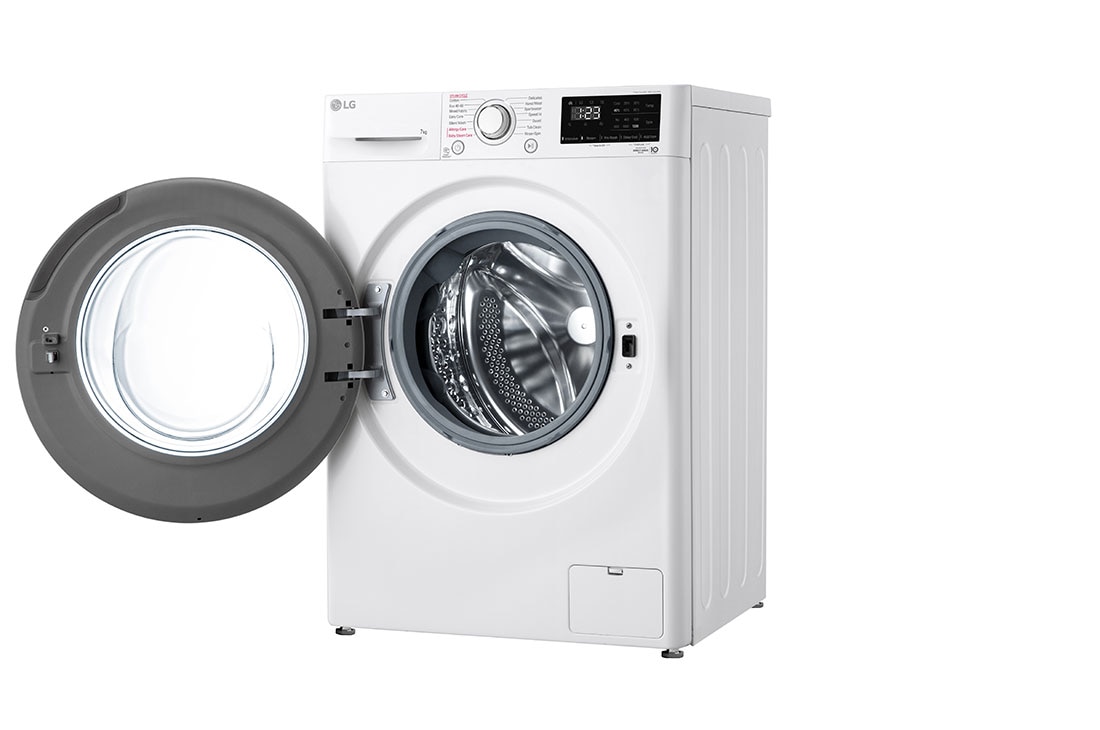 LG מכונת כביסה 7 ק''ג AIDD פתח קדמי בצבע לבן עם דלת לבנה, Rightopen_slim, F1607WDE, thumbnail 12