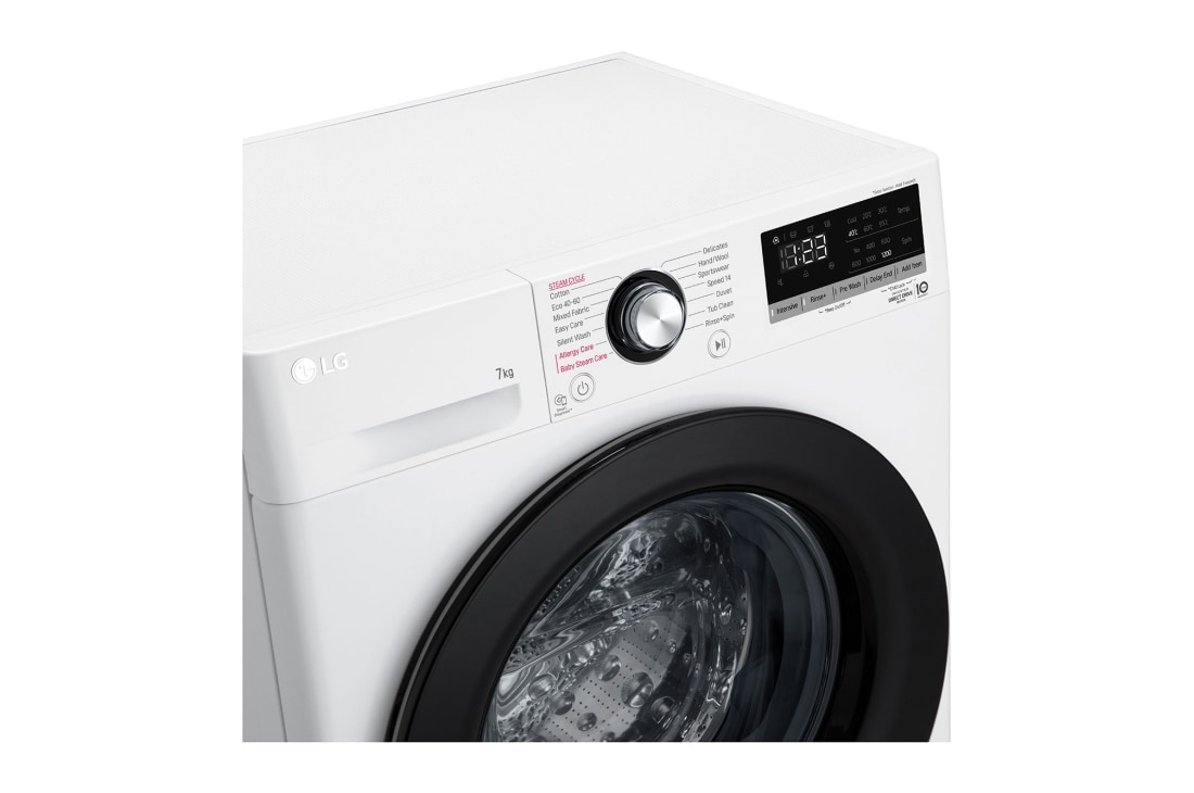 LG מכונת כביסה 7 ק''ג AIDD פתח קדמי בצבע לבן עם דלת שחורה, f1607bde, F1607BDE, thumbnail 4