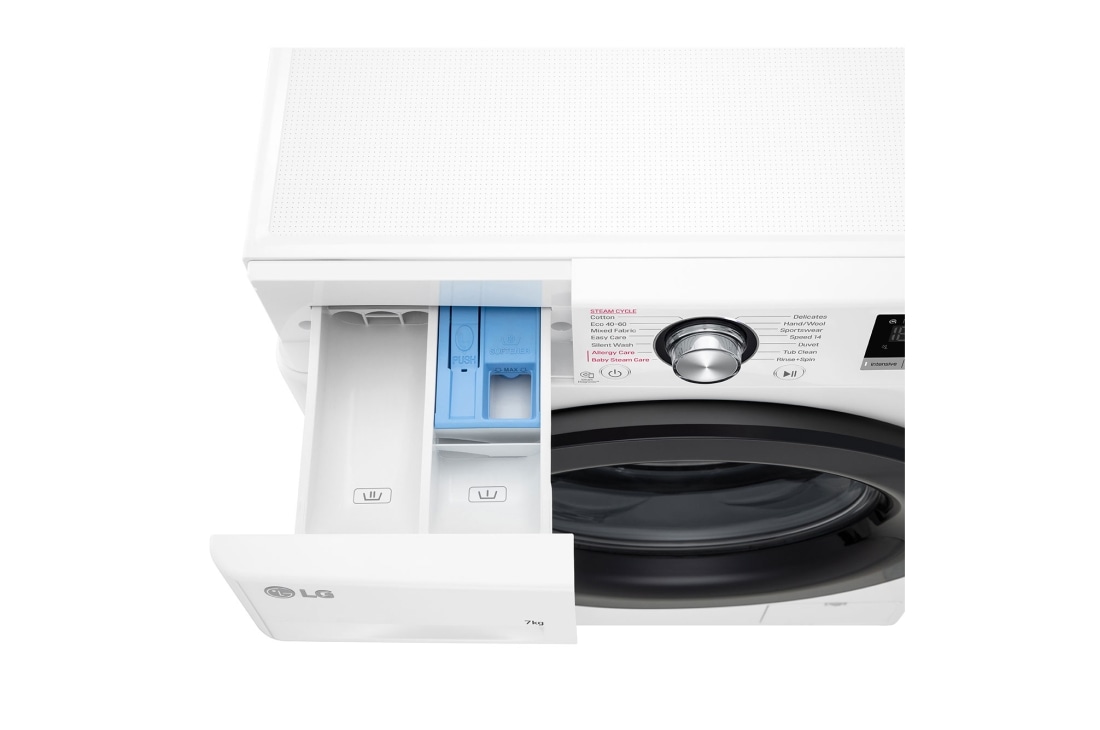 LG מכונת כביסה 7 ק''ג AIDD פתח קדמי בצבע לבן עם דלת שחורה, f1607bde, F1607BDE, thumbnail 8