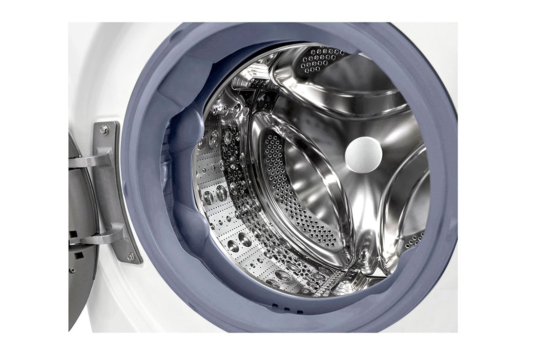 LG מכונת כביסה 10.5 ק''ג AIDD בצבע לבן פתח קדמי עם דלת שחורה, Drum view, F16105SBDE, thumbnail 4