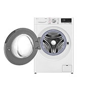 LG מכונת כביסה 10.5 ק''ג AIDD בצבע לבן פתח קדמי עם דלת שחורה, Front view with door open, F16105SBDE, thumbnail 2