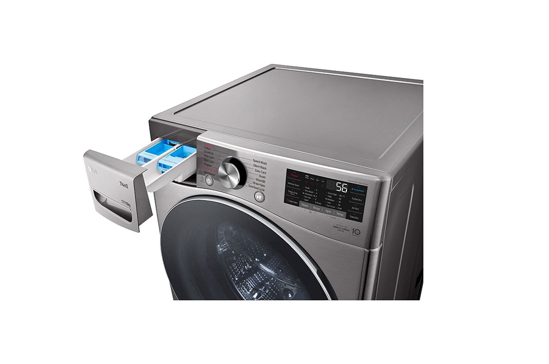 LG מכונת כביסה/מייבש  10/17 ק''ג AIDD פתח קדמי בצבע אבן כסופה ודלת בעלת גוון שחור, TopRightDrawerOpen, F1710CV-1, thumbnail 6
