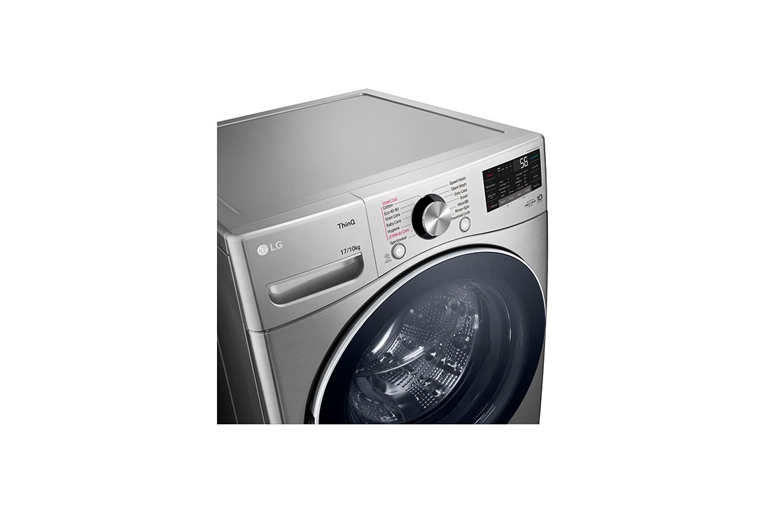 LG מכונת כביסה/מייבש  10/17 ק''ג AIDD פתח קדמי בצבע אבן כסופה ודלת בעלת גוון שחור, TopLeftKnobPanelDetail, F1710CV-1, thumbnail 8