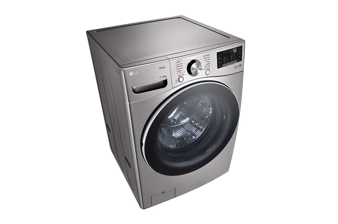 LG מכונת כביסה/מייבש  10/17 ק''ג AIDD פתח קדמי בצבע אבן כסופה ודלת בעלת גוון שחור, Top Left Perspective view, F1710CV-1, thumbnail 9