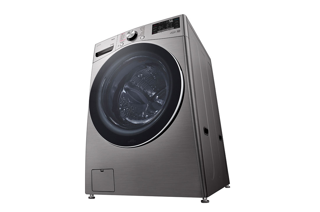 LG מכונת כביסה/מייבש  10/17 ק''ג AIDD פתח קדמי בצבע אבן כסופה ודלת בעלת גוון שחור, Right Low Perspective view, F1710CV-1, thumbnail 11