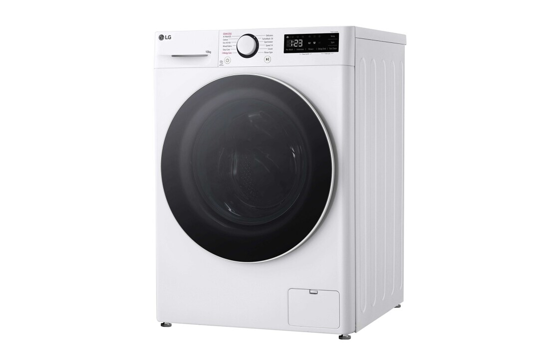 LG מכונת כביסה 10 ק''ג AIDD בצבע לבן פתח קדמי עם דלת שחורה, left side view, F4Y5RYW0WY, thumbnail 13