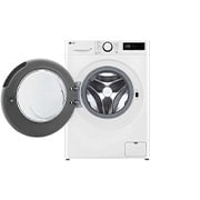 LG מכונת כביסה 10 ק''ג AIDD בצבע לבן פתח קדמי עם דלת שחורה, front door open view, F4Y5RYW0WY, thumbnail 3