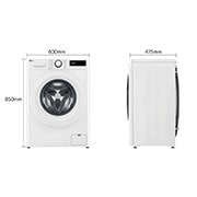 LG מכונת כביסה 8 ק''ג AIDD בצבע לבן פתח קדמי עם דלת לבנה , dimension image, F2Y5PYW3W, thumbnail 2